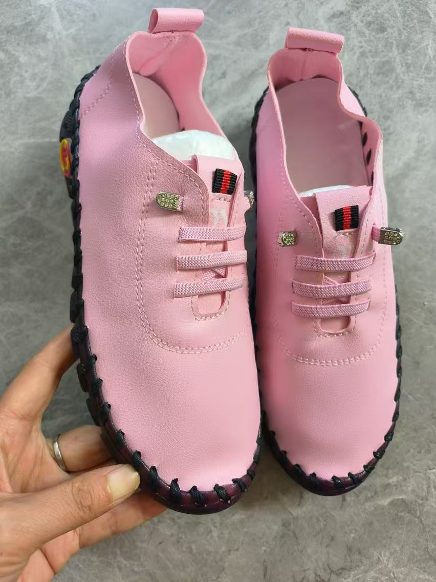Damen Leichter, weicher Slipper mit handgenähter Gummisohle und elastischer Schnürung Drune