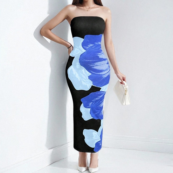Damen Figurbetontes Langkleid mit floralem Muster Drune