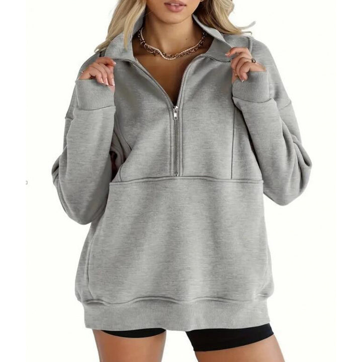 Damen Sweatshirt mit halbem Reißverschluss und oversized Schnitt Drune
