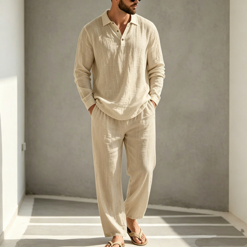 Herren Lässiger Leinen Pyjama Drune