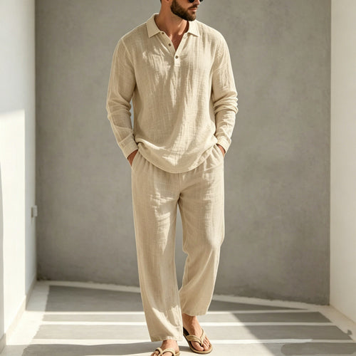 Herren Lässiger Leinen Pyjama Drune