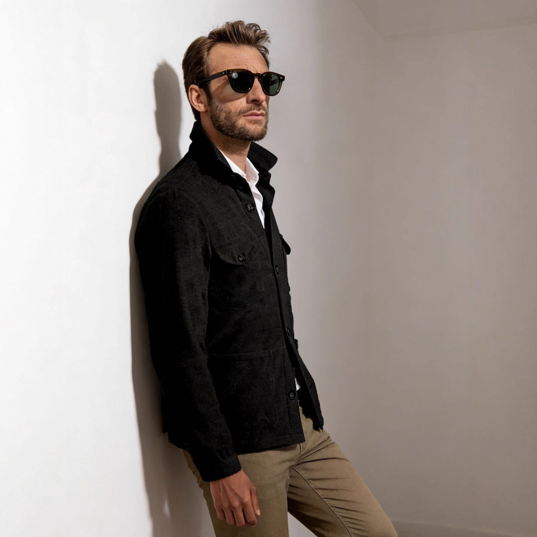 Herren Leichte Fieldjacke aus Baumwoll-Leinen mit Pattentaschen Drune