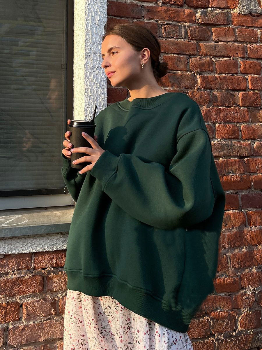 Damen Oversized Sweatshirt mit dropped Shoulder und weichem Fleece-Waren Drune