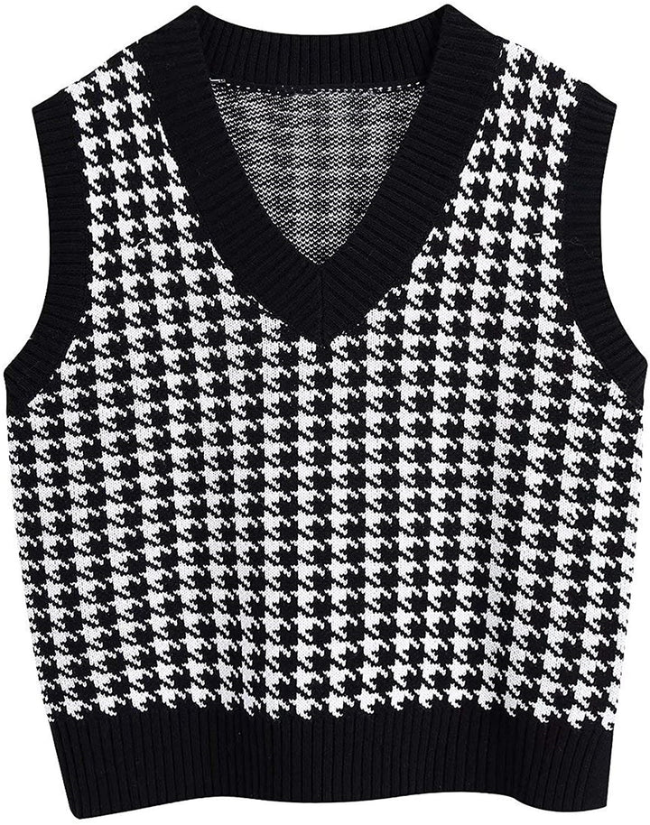 Damen Strickweste mit modernem Hahnentritt-Muster Drune