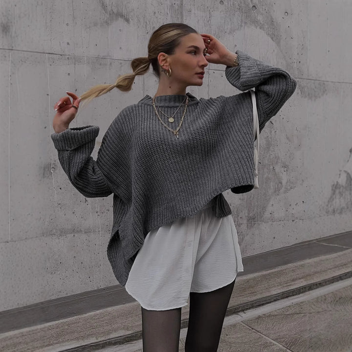 Damen lässiger Pullover mit strukturiertem Gewebe und weitem Schnitt Drune