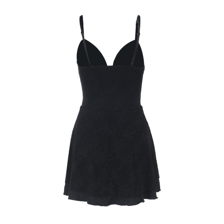 Damen ärmelloses Minikleid mit Spitzenapplikationen Drune