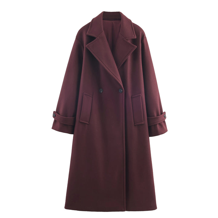 Damen Oversize Wollmix-Mantel mit Doppelreiher, breitem Revers und Ärmelriegel Drune