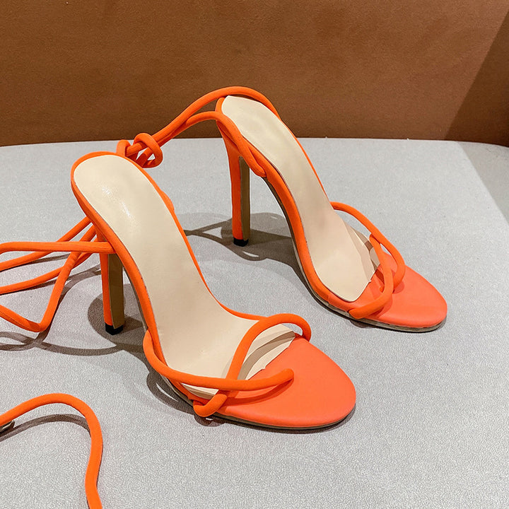 Damen nan Riemchen-Sandalette mit gewundenen Schnürriemen, schlankem Stilettoabsatz und gepolstertem Komfortfußbett Drune