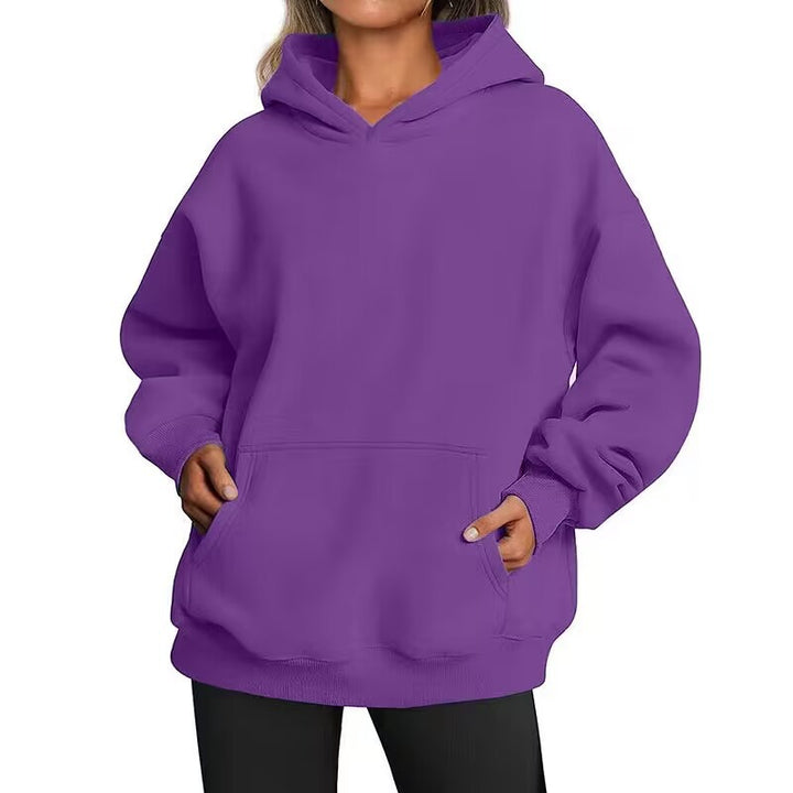 Damen nan oversized Kapuzenpullover mit verlängerter Silhouette und Kängurutasche Drune