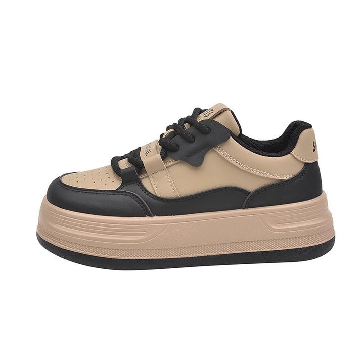 Damen Sportliche Plateau-Sneaker mit elastischen Schnürsenkeln und dämpfender Sohle Drune