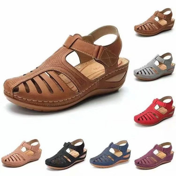 Damen nan geschlossene Slingback-Sandale mit perforiertem Obermaterial, ergonomischem Komfortfußbett und leichtem Keilabsatz Drune