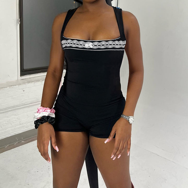 Damen Schwimmsuit mit eleganter Spitze und breiten Trägern Drune