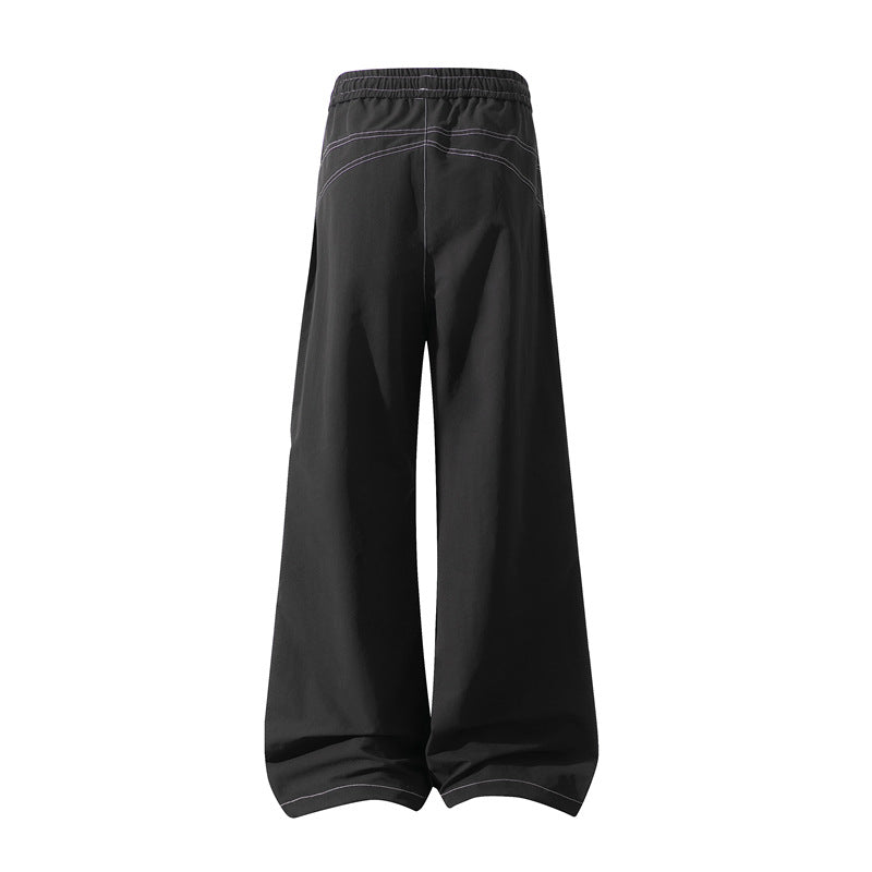 Herren Weite Cargo‑Hose mit Tunnelzugbund, Utility‑Nähten und Reißverschluss‑Taschen Drune