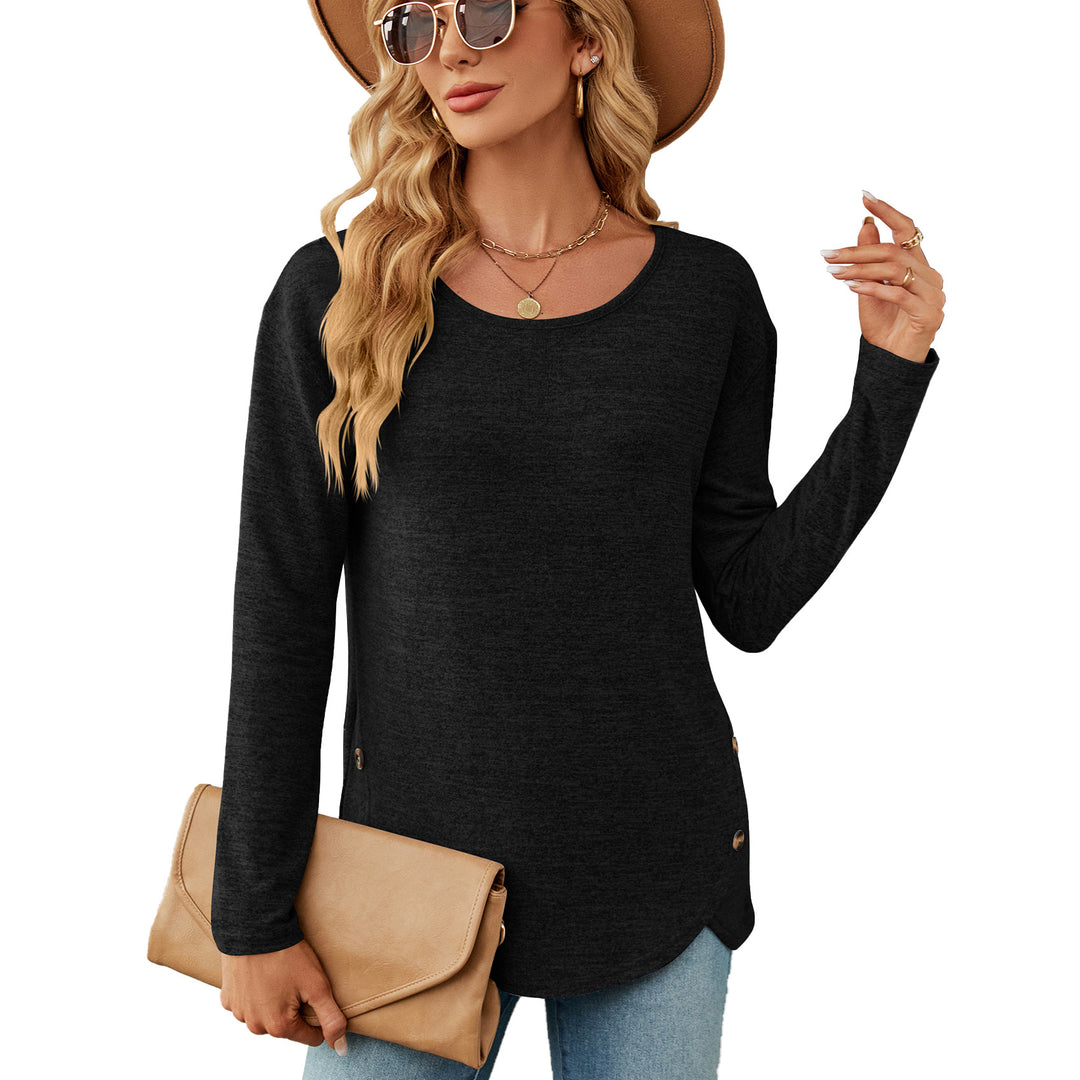 Damen lässiges Longsleeve Oberteil mit modernen Knopfdetails Drune
