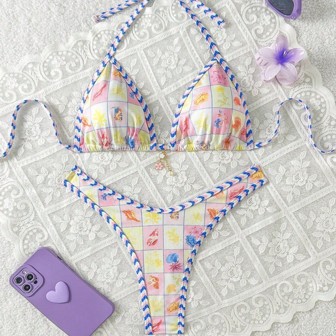 Damen Triangel-Bikini mit verspieltem Karomuster Drune