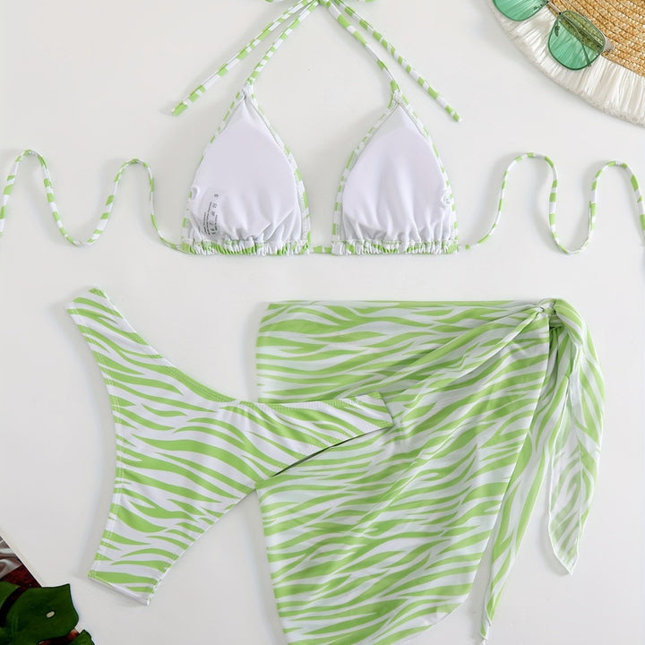 Damen Triangel-Bikini Set mit modischer Wickeltunika Drune