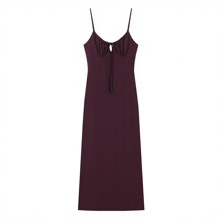 Damen Maxi-Kleid mit tiefem V-Ausschnitt und schmeichelndem Knoten-Design Drune