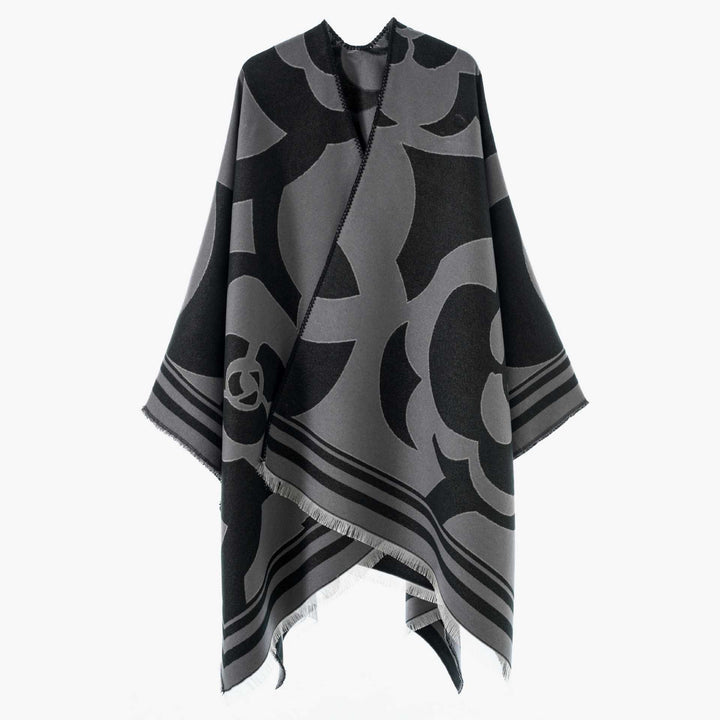 Damen Jacquard-Überwurf im Oversize-Cape-Stil mit großflächigem Muster Drune
