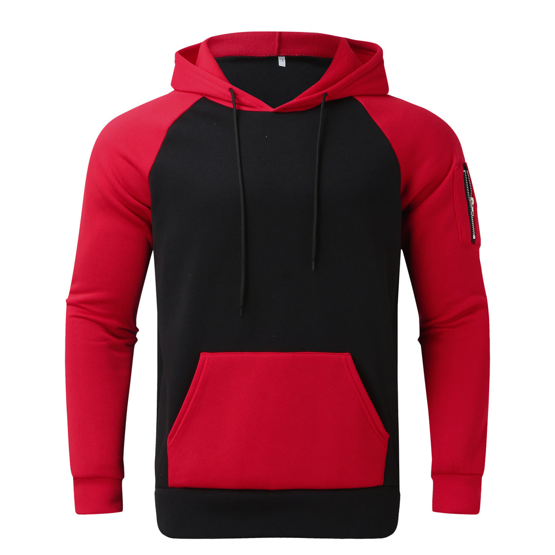 Herren nan Raglan-Kapuzenpullover aus Baumwollmix mit Kängurutasche, Ärmeltasche und Kapuzenkordel Drune