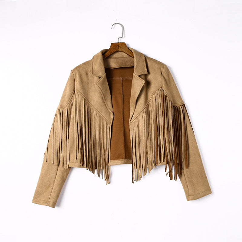 Damen Fransenjacke aus hochwertigem Suede-Mix Drune