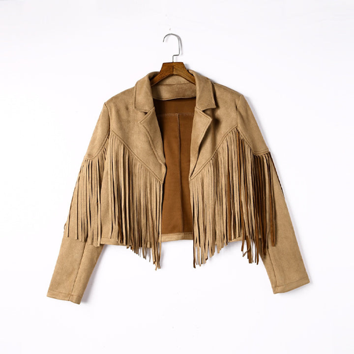 Damen Fransenjacke aus hochwertigem Suede-Mix Drune