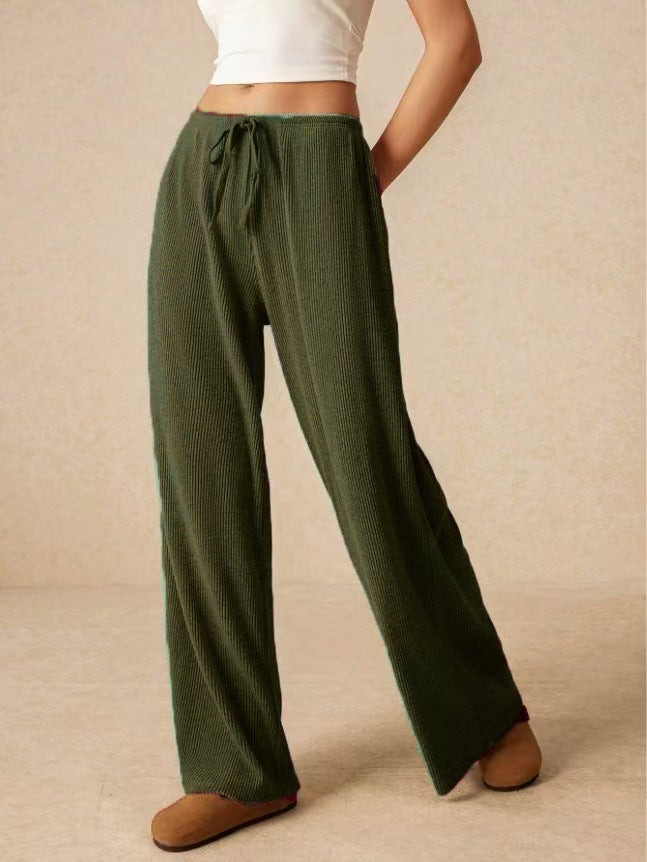 Damen weite Baumwoll-Haremshose mit hoher Taille und praktischem Kordelzug Drune