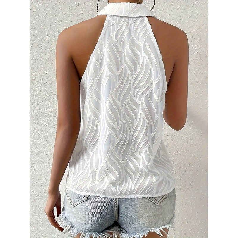 Damen ärmelloses Blusenshirt mit eleganter Struktur Drune