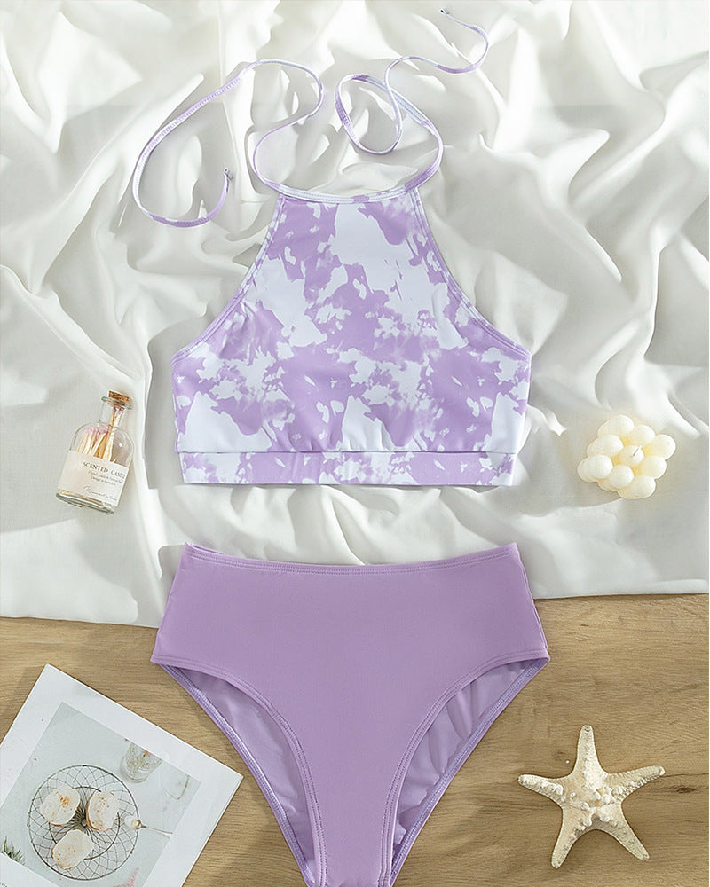 Damen Sportlicher Bikini-Top mit hohem Kragen Drune