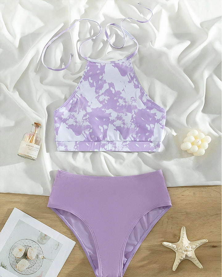 Damen Sportlicher Bikini-Top mit hohem Kragen Drune