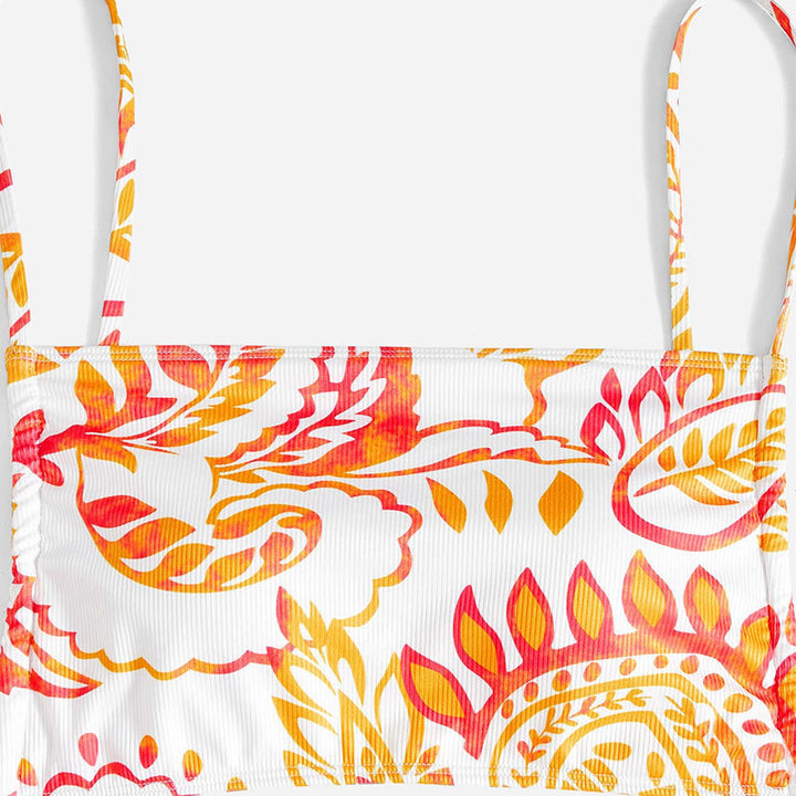 Damen Triangel-Bikini mit fröhlichem Blumenmuster und eleganten Rüschendetails Drune