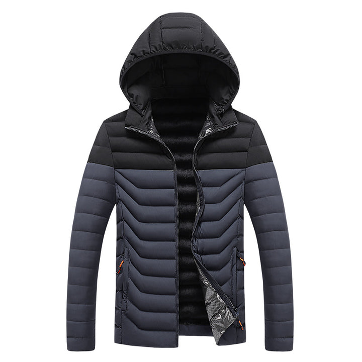 Herren Ultraleichte gesteppte Kapuzenjacke mit Chevron-Steppung, winddichter Außenlage und Thermofutter Drune