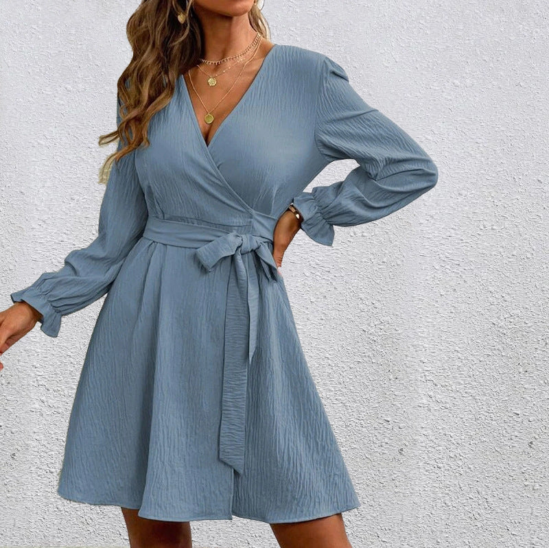Drune | Schickes V-Ausschnitt Wickelkleid mit Schleife