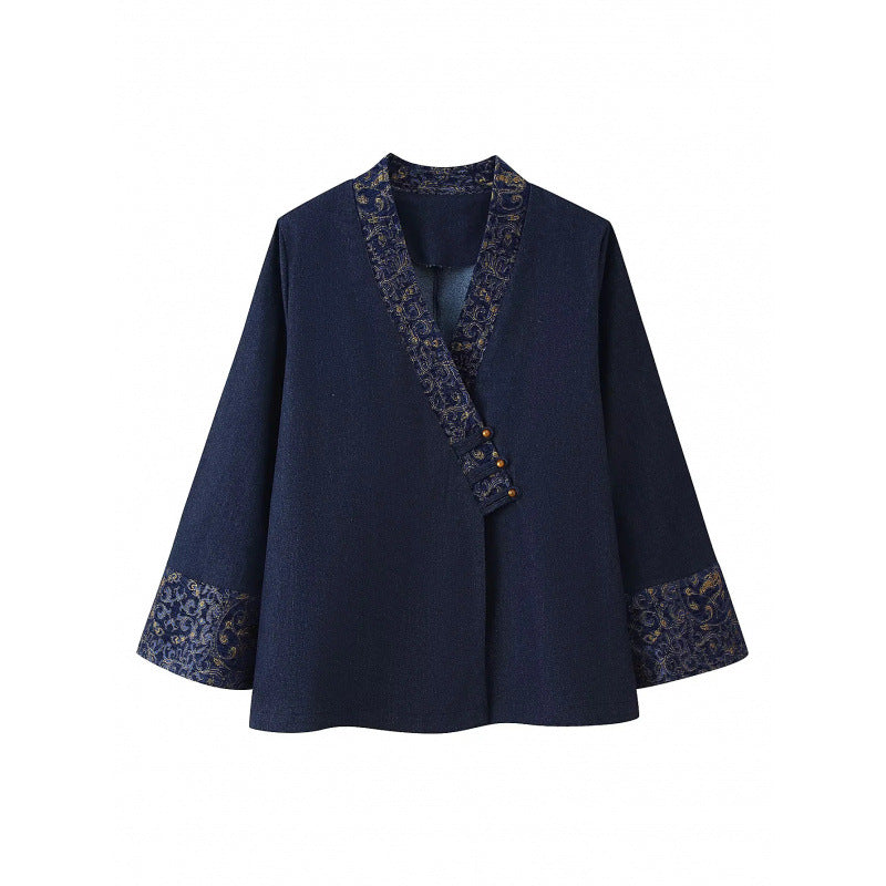 Damen elegante modische Jacke mit kunstvoller Stickerei Drune