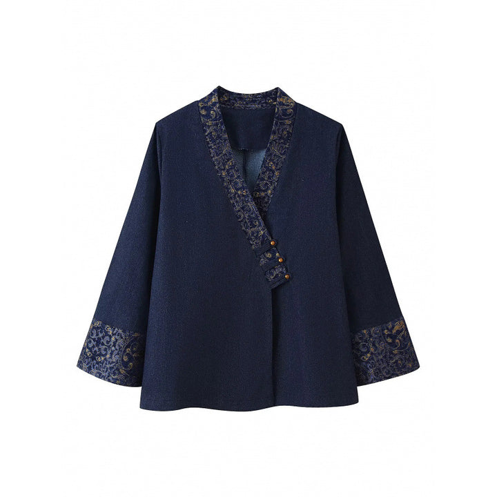 Damen elegante modische Jacke mit kunstvoller Stickerei Drune