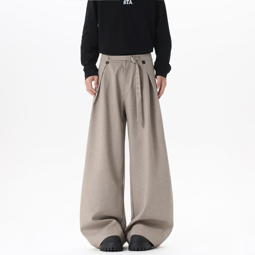 Damen Extraweite Culotte-Hose mit Faltenbund und Ziergürtel Drune