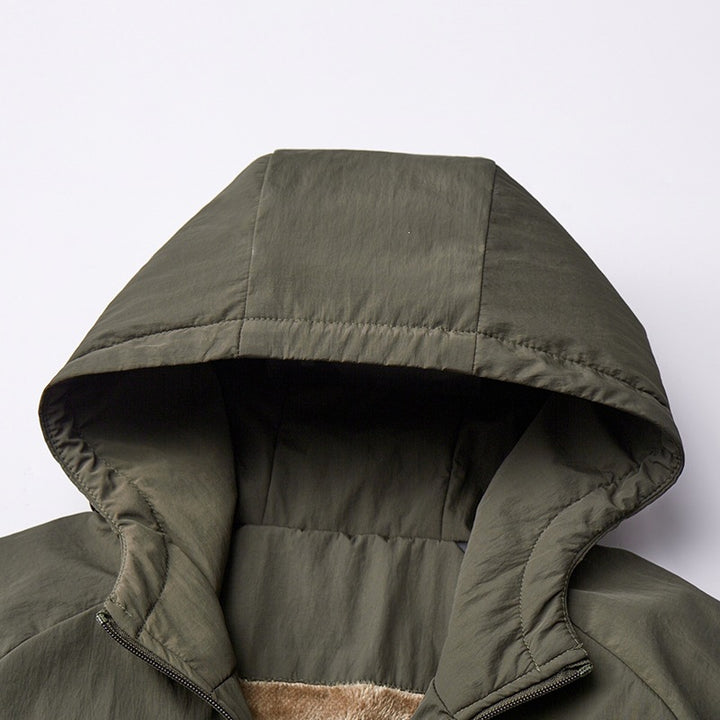 Herren Leichte Kapuzen-Übergangsjacke mit Teddyfutter & windabweisender Hülle Drune