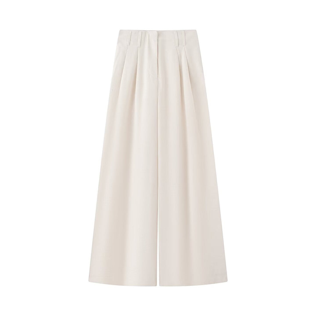 Damen Zweiteiliges Ensemble aus taillierter Hemdbluse mit Bindeband und hochtaillierter Palazzohose Drune