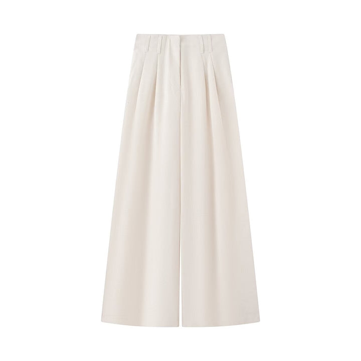Damen Zweiteiliges Ensemble aus taillierter Hemdbluse mit Bindeband und hochtaillierter Palazzohose Drune