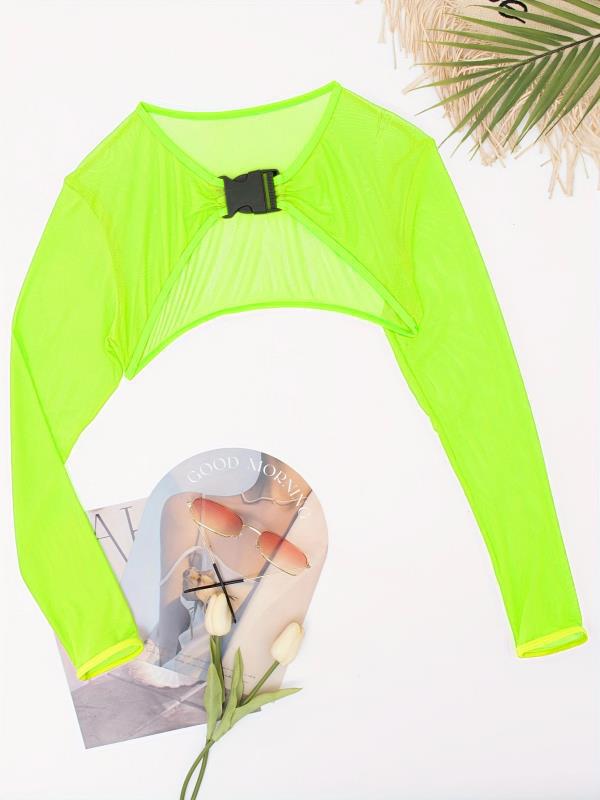 Damen Crop-Top mit modischem Mix aus Netz und Raffung Drune