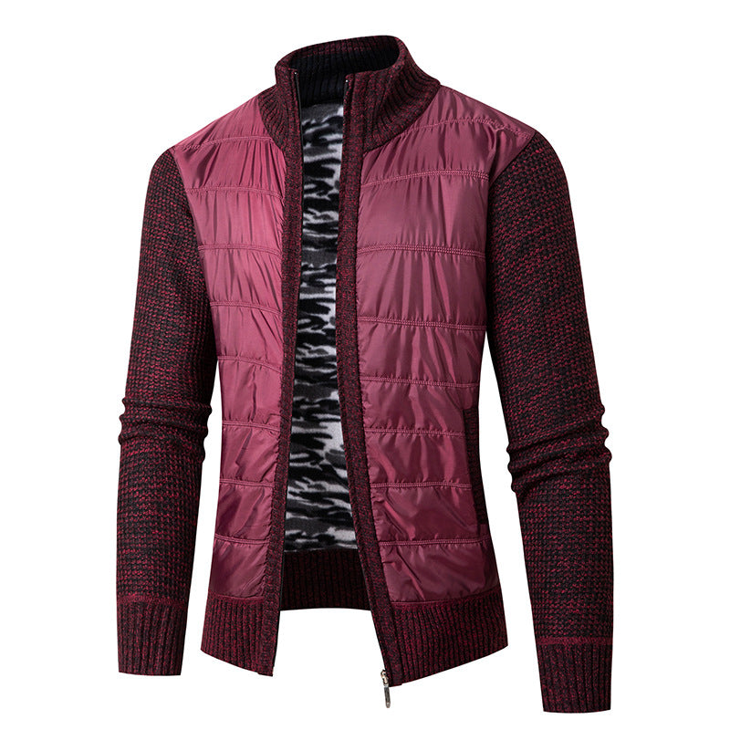 Herren Hybrid‑Strickjacke mit gesteppter Front und Stehkragen Drune
