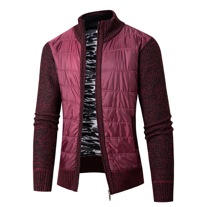 Herren Hybrid‑Strickjacke mit gesteppter Front und Stehkragen Drune