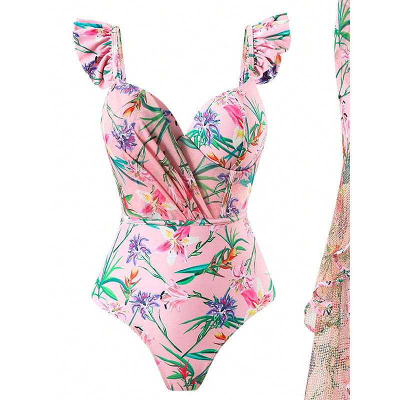 Damen Bademode mit elegantem Wickelrock und floralem Design Drune