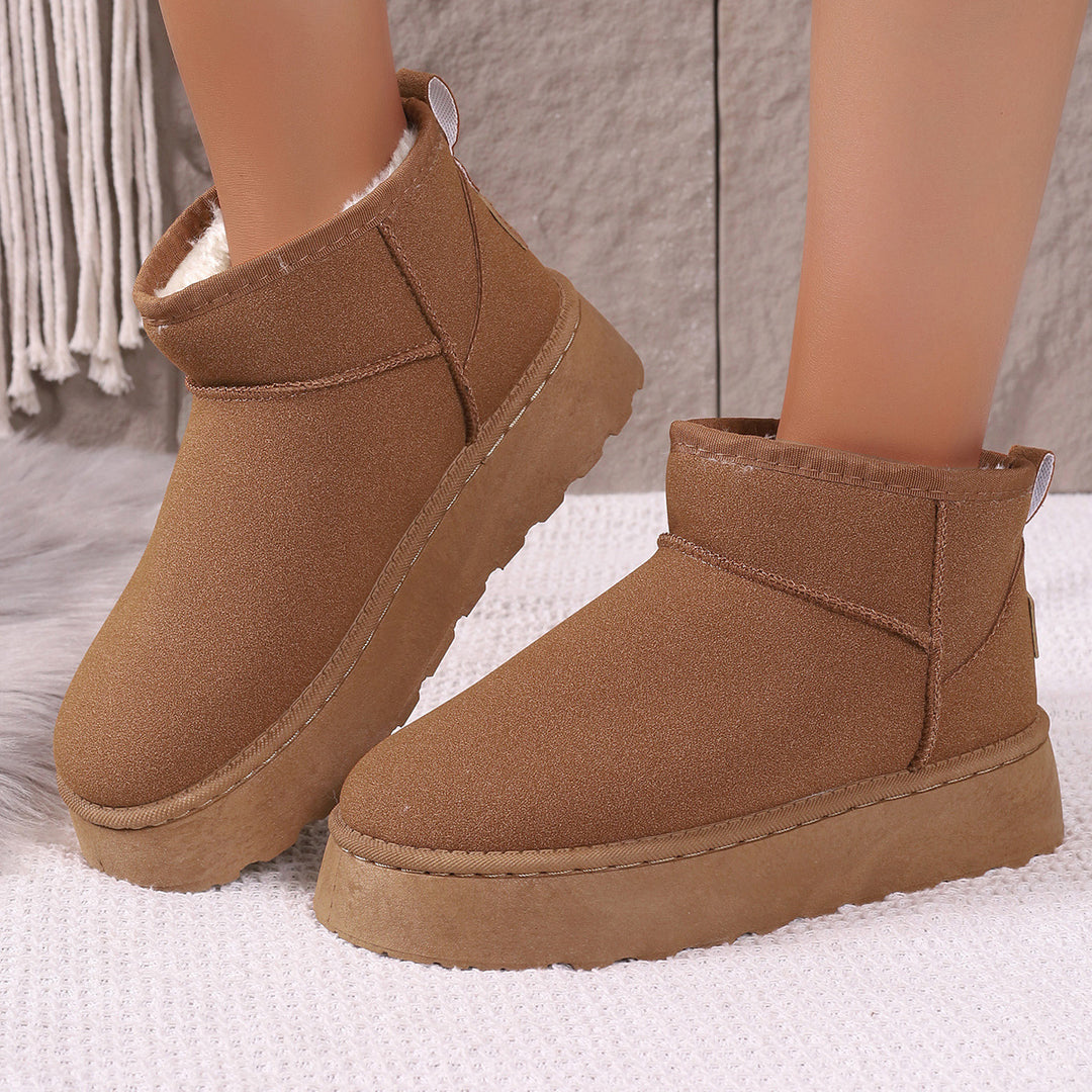 Damen Gefütterte Kurzstiefel mit Plateau‑Sohle und Velours‑Optik Drune