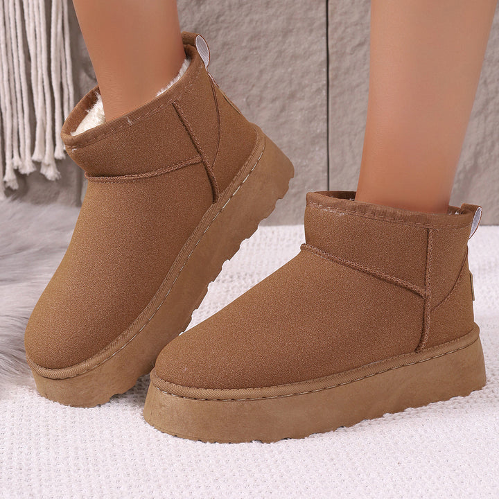 Damen Gefütterte Kurzstiefel mit Plateau‑Sohle und Velours‑Optik Drune