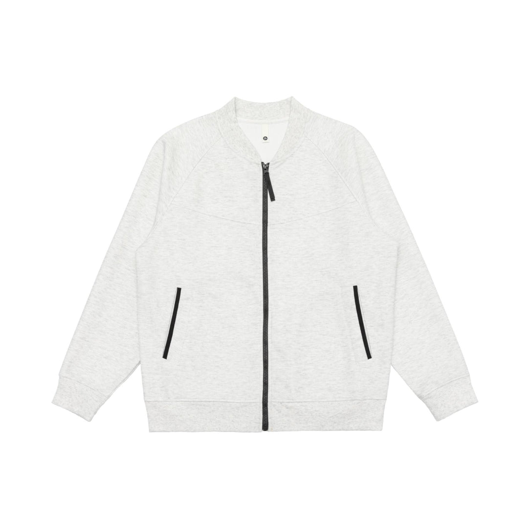 Unisex Sweatjacke im Bomberstil mit durchgehendem Reißverschluss, Raglanärmeln und Kontrastbesatz Drune