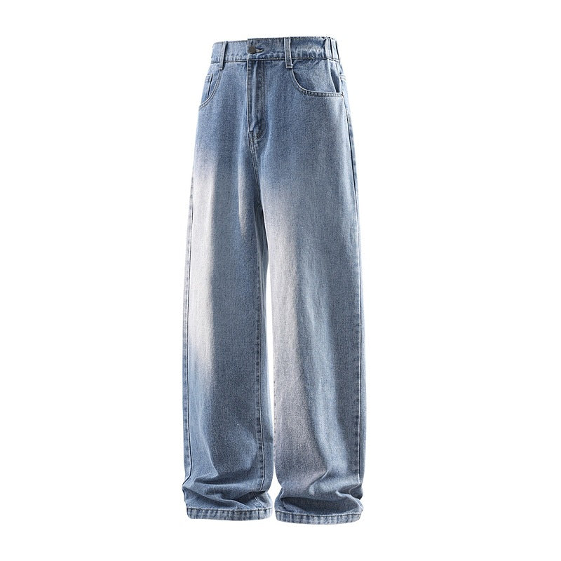 Damen Weite High‑Waist Baggy‑Jeans mit elastischem Bund und Used‑Look Drune