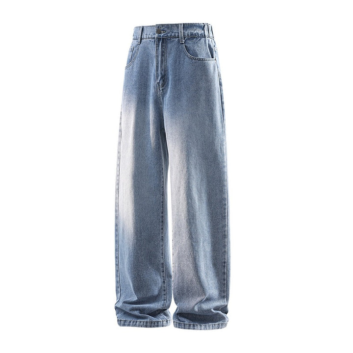 Damen Weite High‑Waist Baggy‑Jeans mit elastischem Bund und Used‑Look Drune