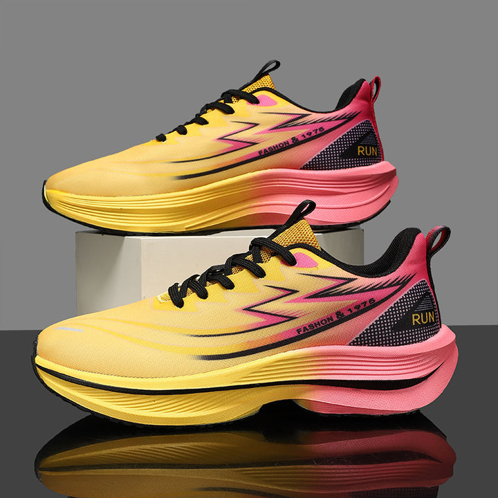 Unisex gedämpfte Straßenlauf-Sneaker mit doppelschichtiger Komfort-Zwischensohle und reflektierenden Designstreifen Drune