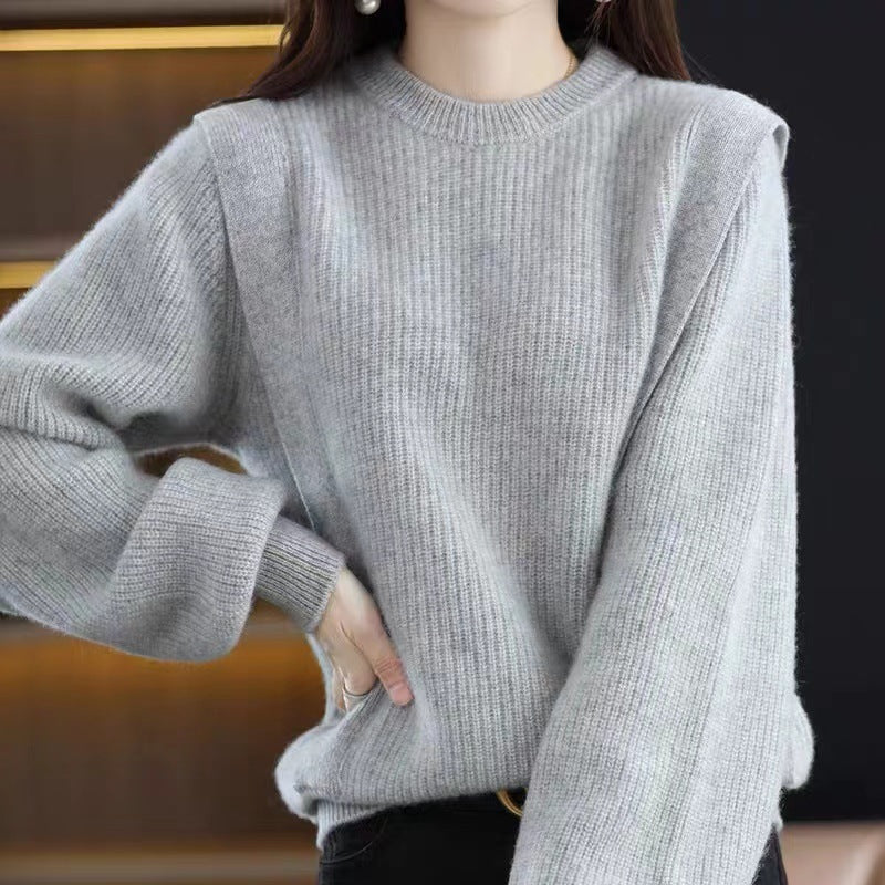 Damen Grobstrickpullover mit modernem Schnitt und Rundhalsausschnitt Drune