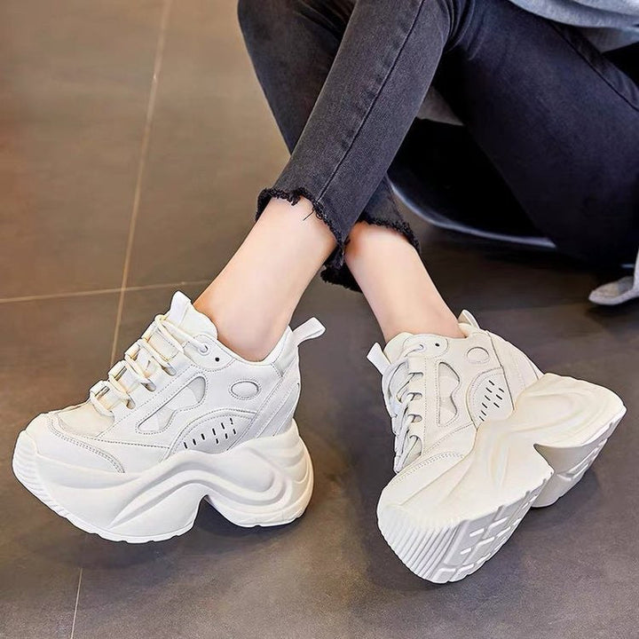 Damen sportliche Chunky Sneakers mit extragroßer Plateau-Sohle Drune
